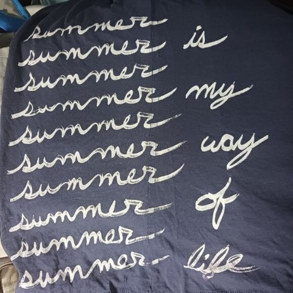 "Summer Is My Way of Life" Women's T-Shirt M Blue Casual Soft Girl Handmade NYC - Picture 3 of 6